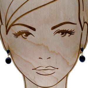 Chic Elegant Vintage Onyx Earrings, Marquise Drops to Circle Dangle in Gold Tone